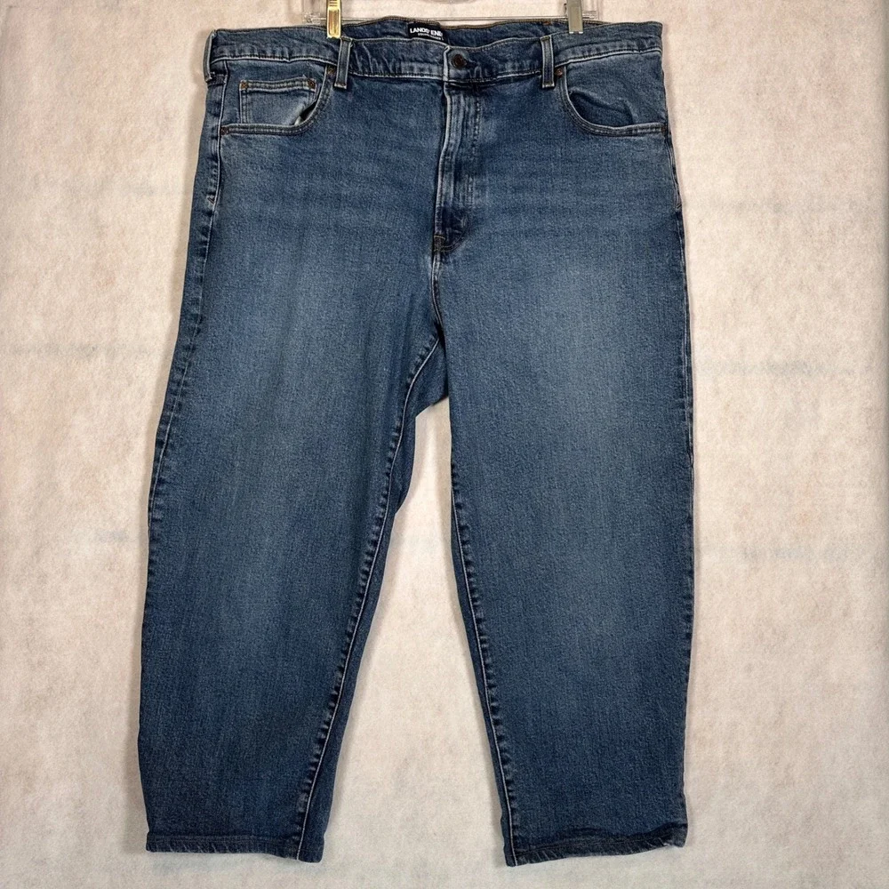 Lands' End Jeans Mens 46T Square Rigger Blue Excellent Straight Leg Denim